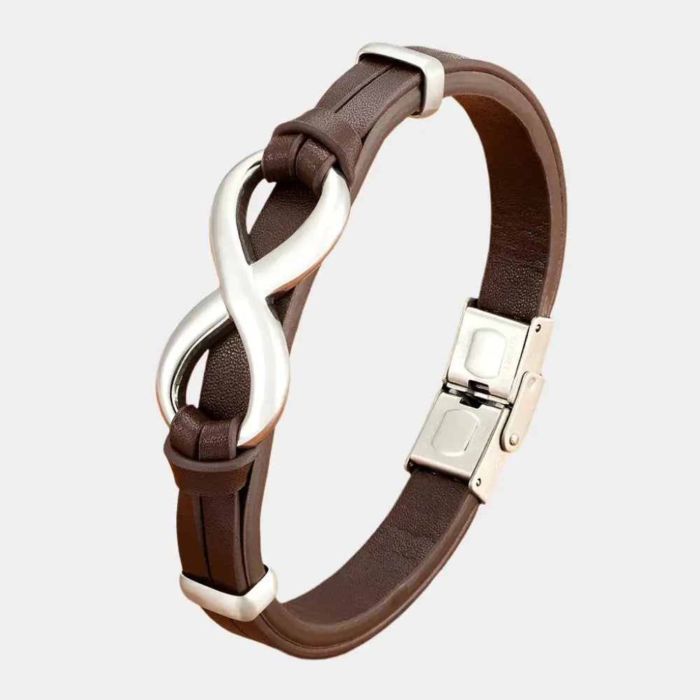 Men’s Infinity Leather Bracelet – Sleek, Minimalist & Durable