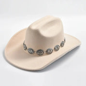Men’s Western Cowboy Hat – Felt Leather Wide Brim Vintage Rodeo Style