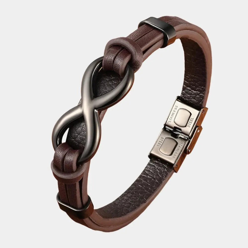 Men’s Infinity Leather Bracelet – Sleek, Minimalist & Durable