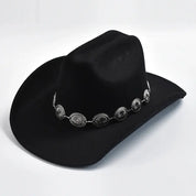 Men’s Western Cowboy Hat – Felt Leather Wide Brim Vintage Rodeo Style