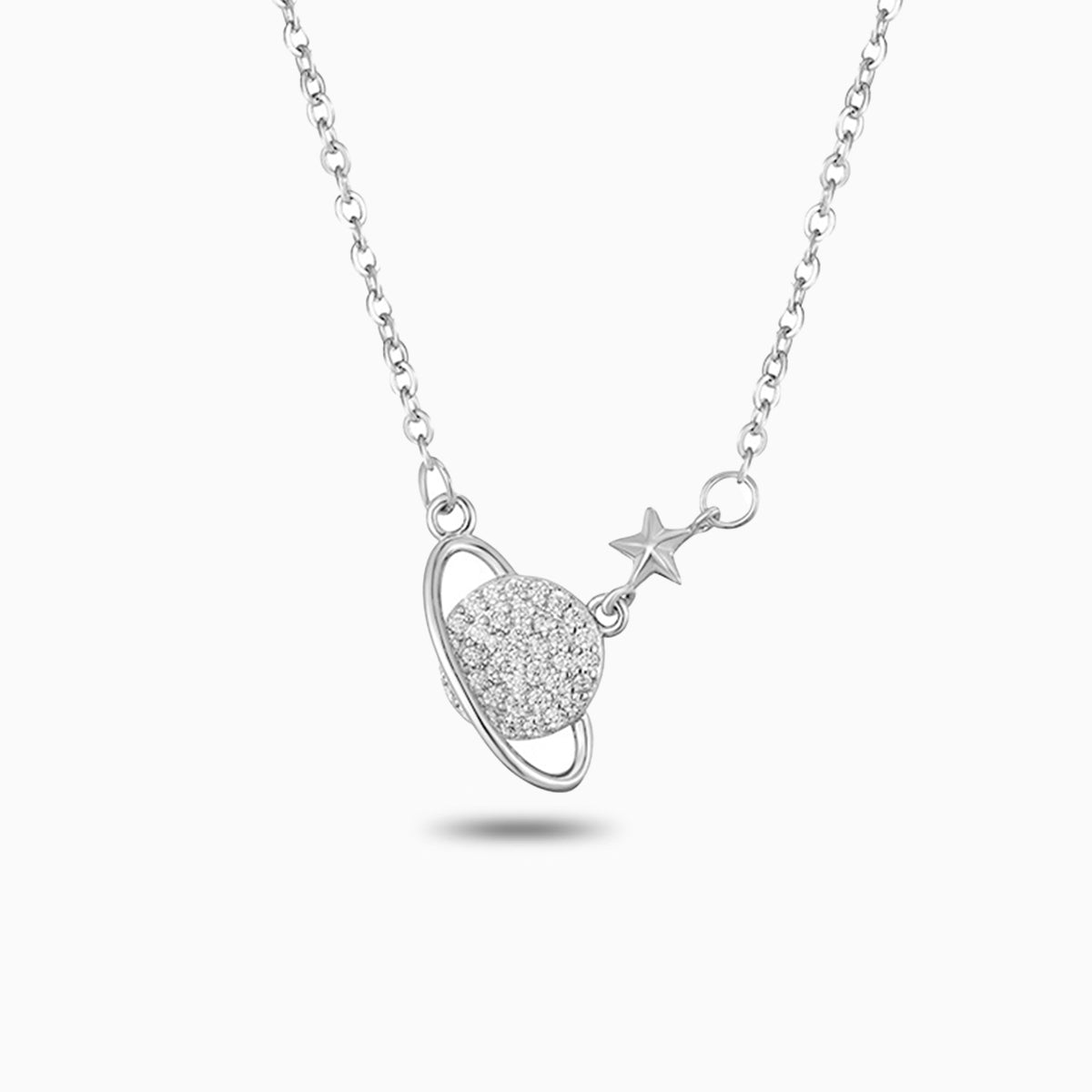 925 Sterling Silver Saturn Pendant Necklace – Celestial Jewelry in Silver & Rose Gold