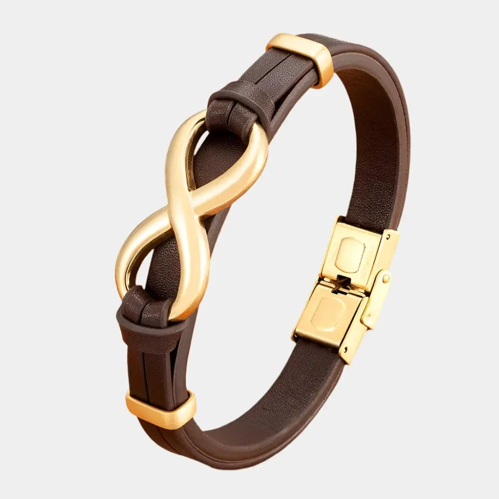Men’s Infinity Leather Bracelet – Sleek, Minimalist & Durable