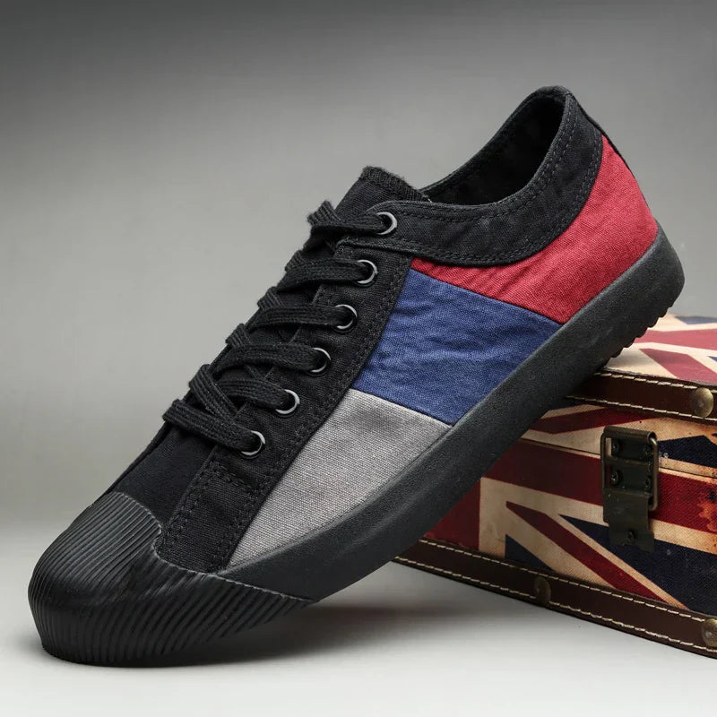 Women's Sneakers – Artistic Canvas Design Inspired by Claude Monet, White Low-Top Style-1