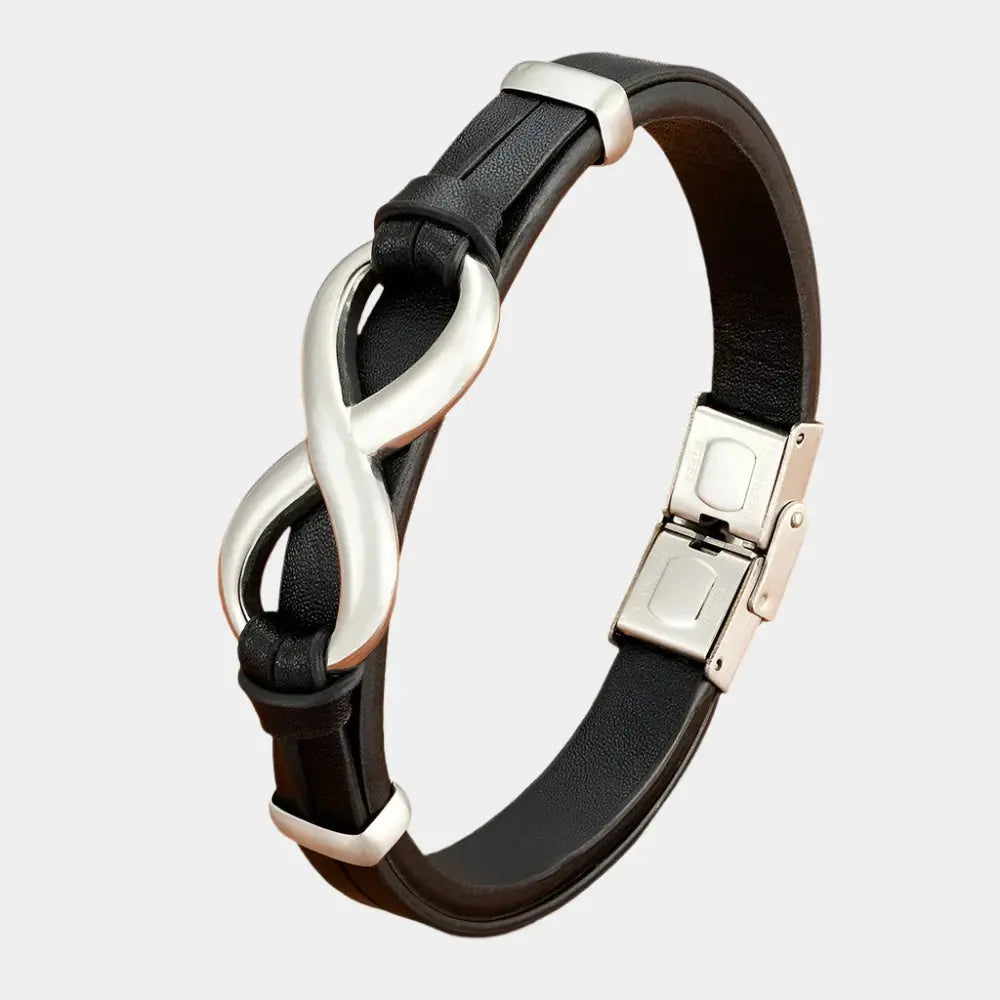 Men’s Infinity Leather Bracelet – Sleek, Minimalist & Durable