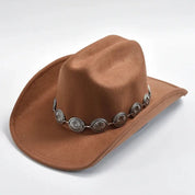 Men’s Western Cowboy Hat – Felt Leather Wide Brim Vintage Rodeo Style