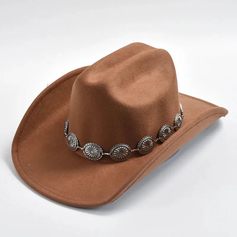 Men’s Western Cowboy Hat – Felt Leather Wide Brim Vintage Rodeo Style