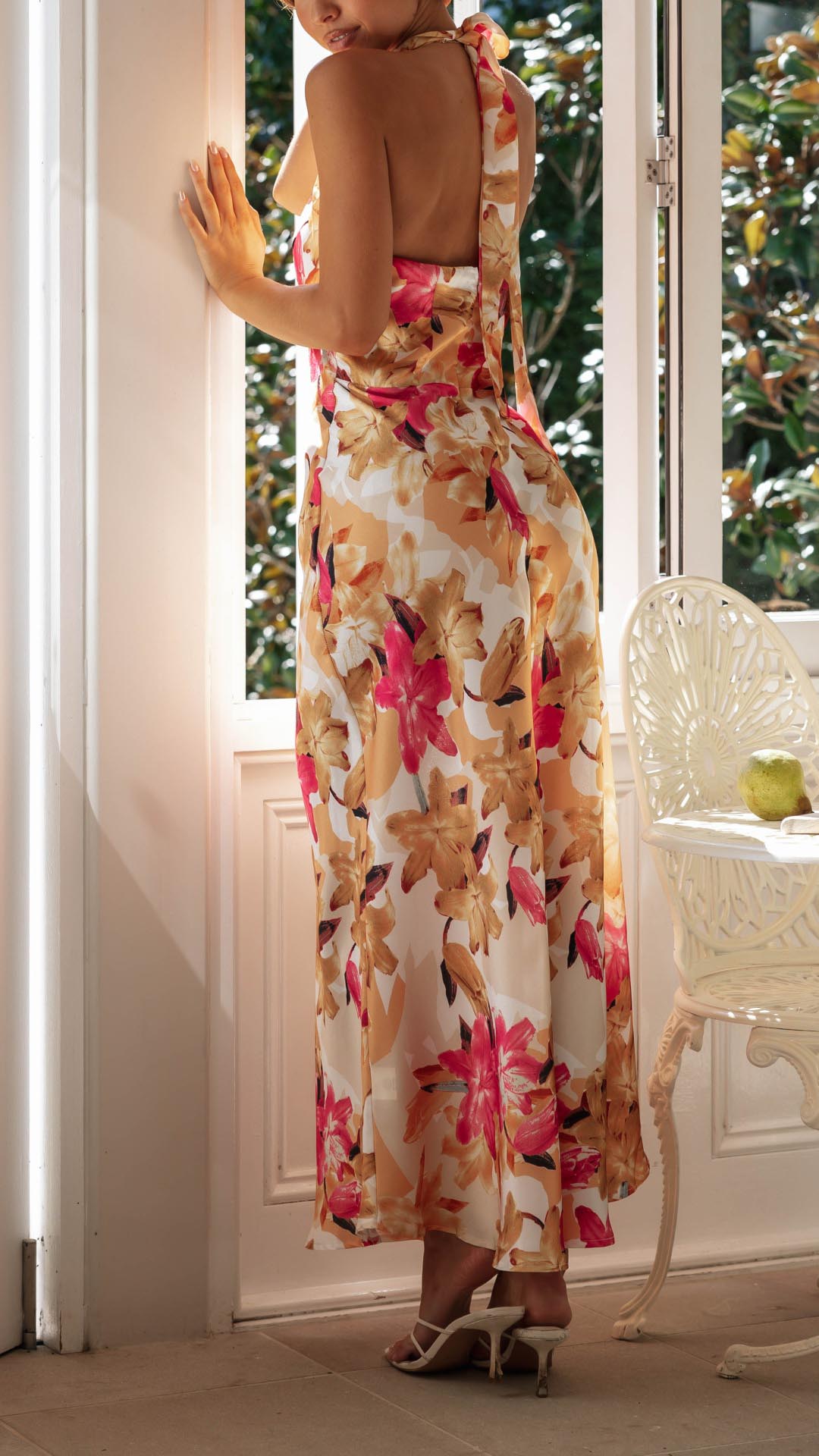 Women’s Floral Maxi Dress – Silky Halter Neck, Elegant Summer Style-6