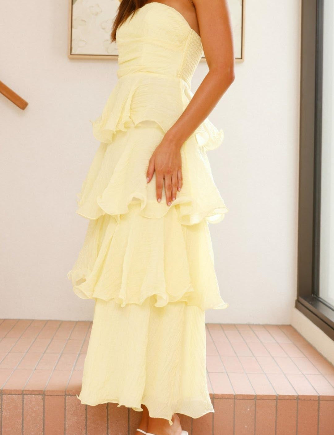 Women’s Maxi Dress – Tiered Ruffle Strapless, Elegant Summer Style-2