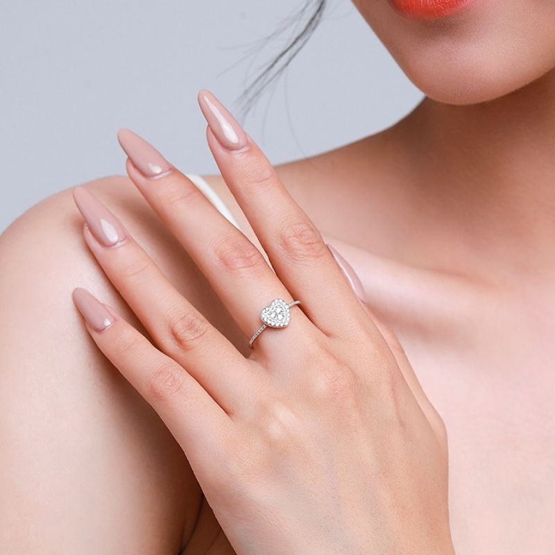 925 sterling silver heart ring for women - gold & silver double heart gemstone ring, dainty jewelry