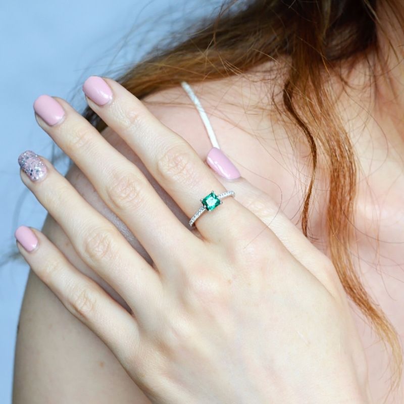 925 sterling silver emerald cut cz ring