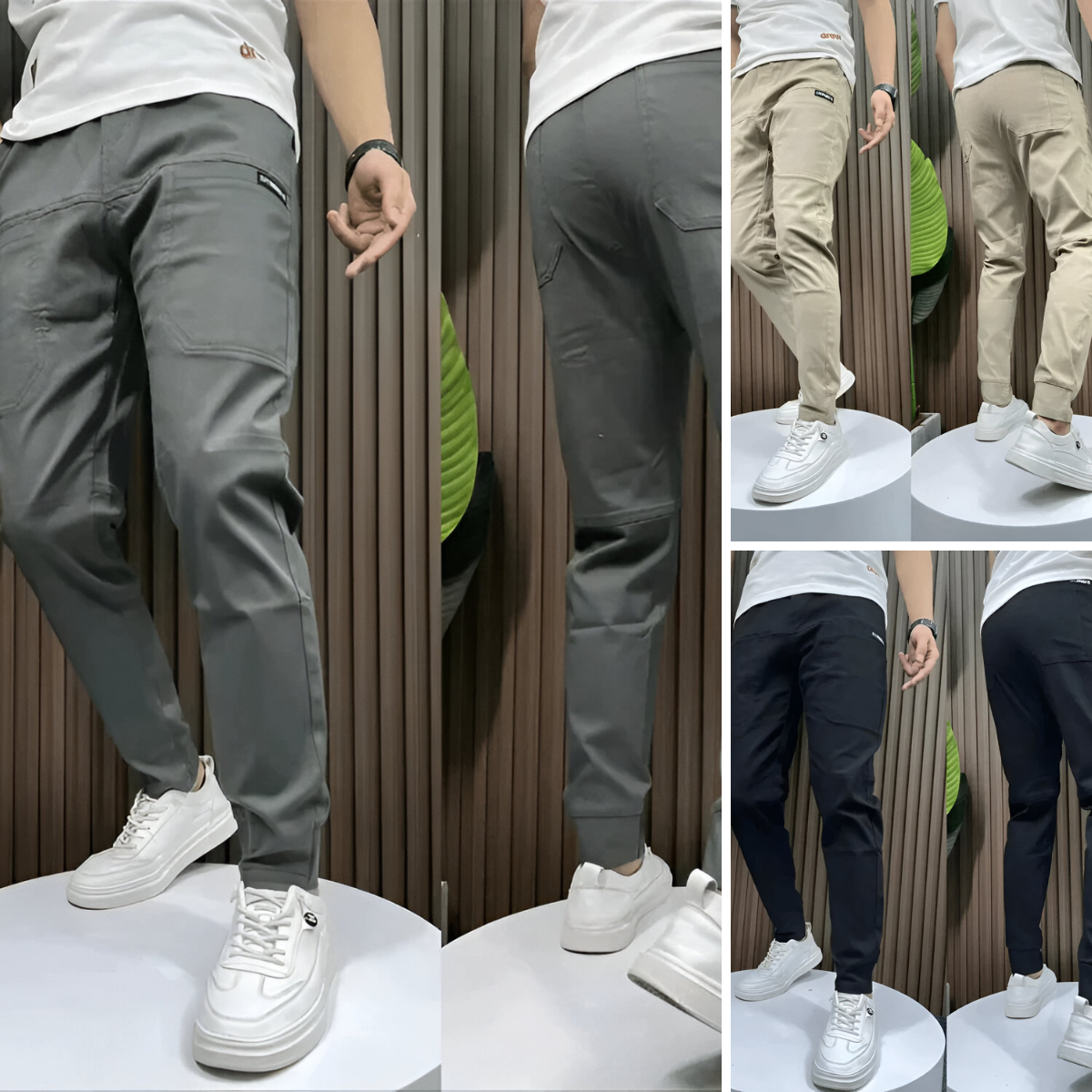Men's Cargo Pants – Lightweight Stretch Fabric, Casual Fit, Black-2