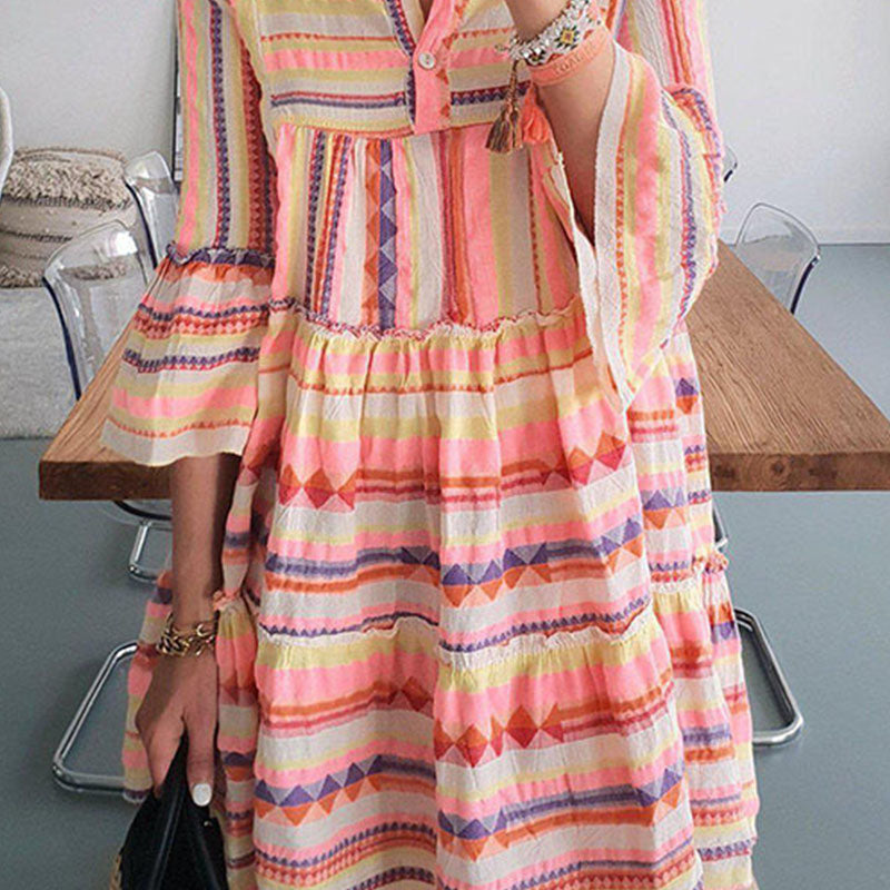 striped print dress, v neck dress, women's casual dress, spring dress, summer dress, trendy women's outfit, office wear dress, chic dress, striped print casual dress, women's casual spring dress, chic women's summer outfit, v neck office wear dress, trendy chic dress, women's striped print outfit, spring summer casual dress, trendy women's spring dress, chic v neck casual dress, office wear trendy outfit