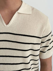 Casual Short Sleeve Knitted High Stretch Polo T-Shirt