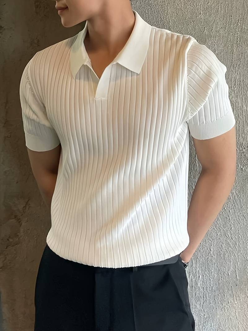 Old Money Stripe Pattern Breathable Polo T-Shirt