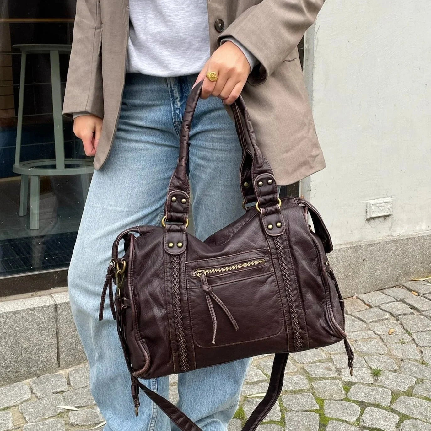 vegan leather tote bag, vegan leather shoulder bag, women's crossbody bag, ladies laptop bag, stylish work bag, vintage inspired handbag, fashionable tote bag, office handbag for women, dark brown tote bag, vegan leather handbag, 13 inch laptop bag, best work bags for women, crossbody bag, dark brown bag, shoulder bag, vintage handbag, crossbody tote bag, vegan leather bags, vegan handbags