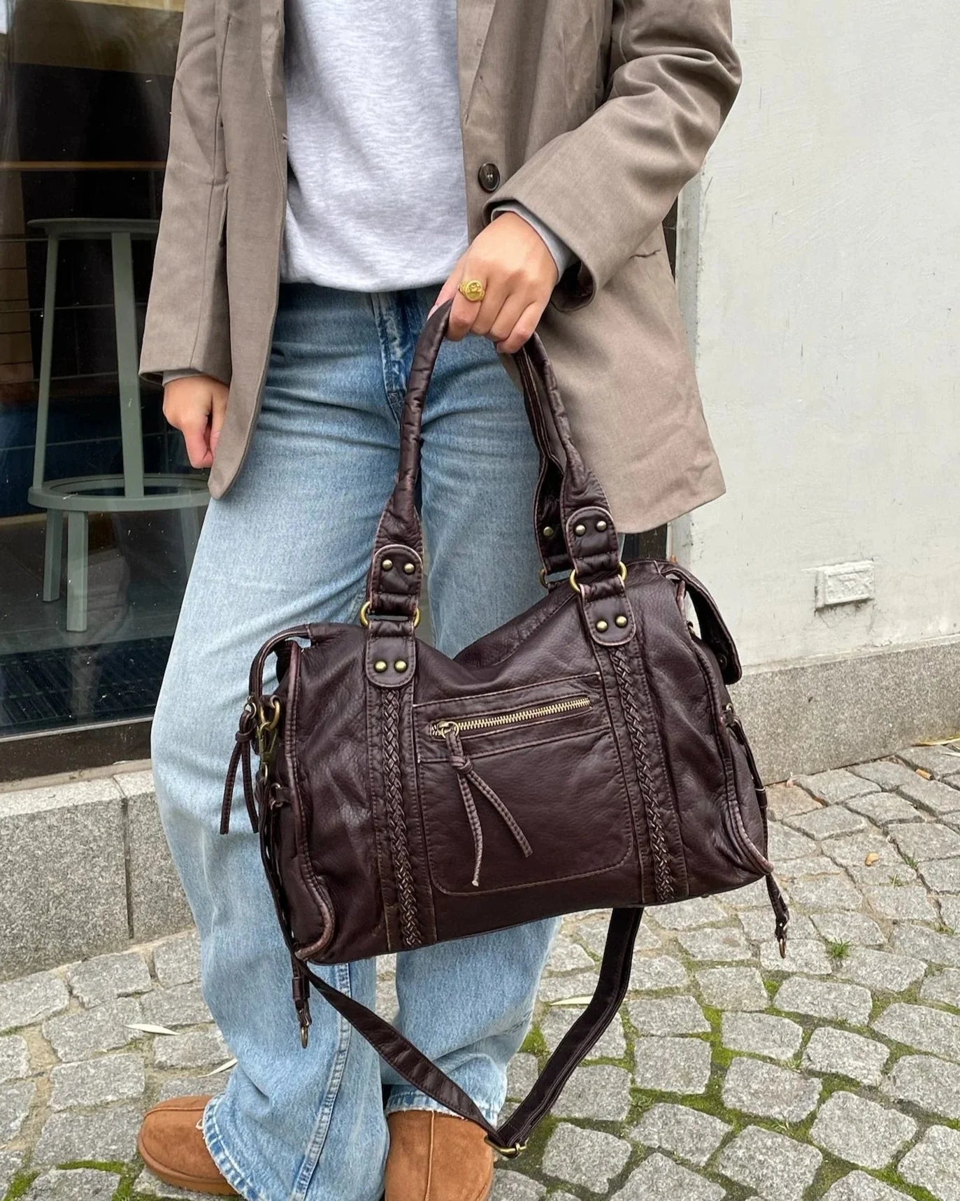 vegan leather tote bag, vegan leather shoulder bag, women's crossbody bag, ladies laptop bag, stylish work bag, vintage inspired handbag, fashionable tote bag, office handbag for women, dark brown tote bag, vegan leather handbag, 13 inch laptop bag, best work bags for women, crossbody bag, dark brown bag, shoulder bag, vintage handbag, crossbody tote bag, vegan leather bags, vegan handbags
