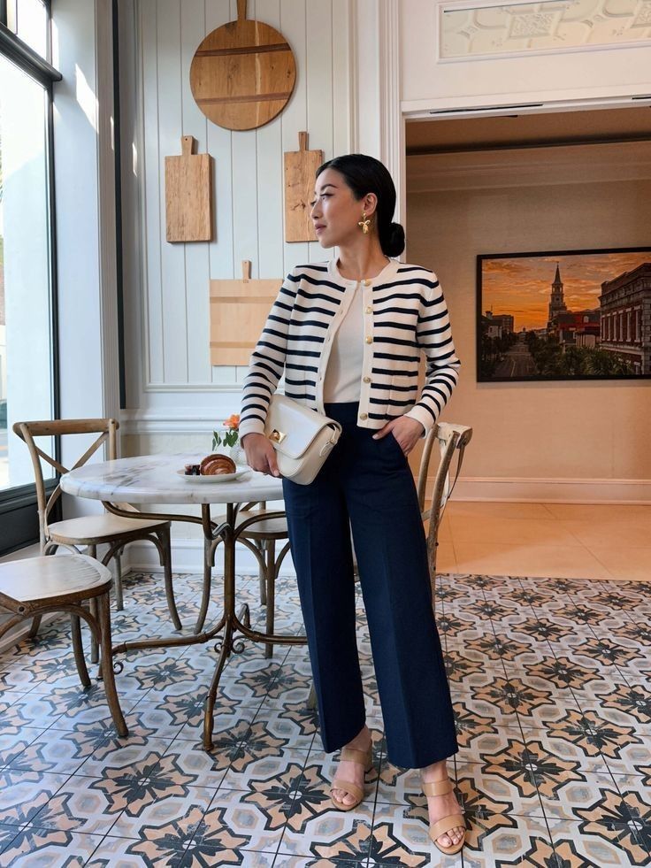 Women’s Premium Cashmere Wool Striped Cardigan