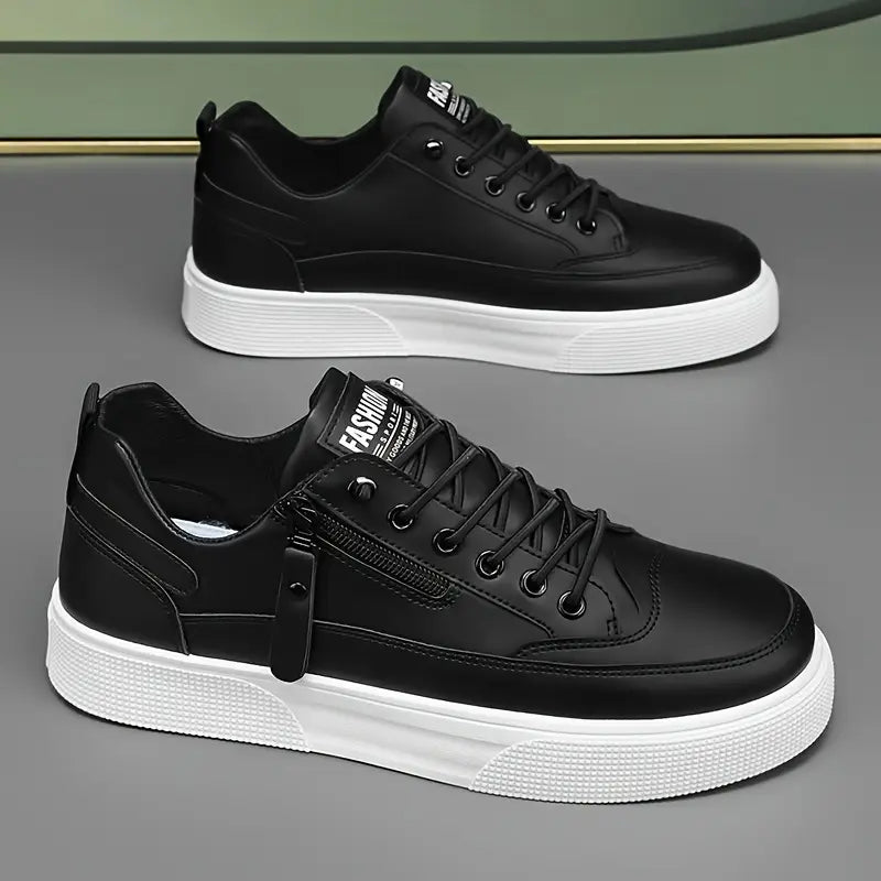 Men’s Leather Sneakers – Side Zipper, Cushioned Comfort-4