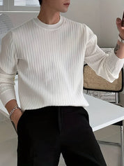 Old Money Men's Ribbed Long Sleeve Solid Knitted Sweater