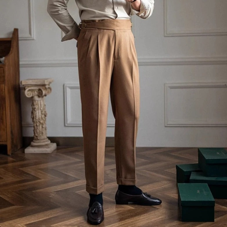 Men’s Pleated High-Waisted Trousers – Classic Elegance & Modern Tailoring