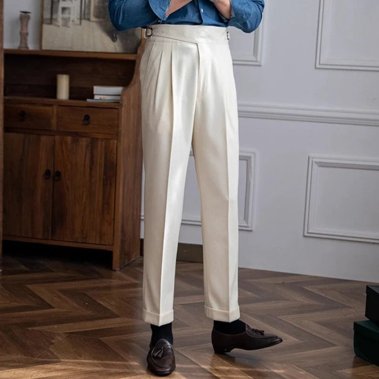 Men’s Pleated High-Waisted Trousers – Classic Elegance & Modern Tailoring