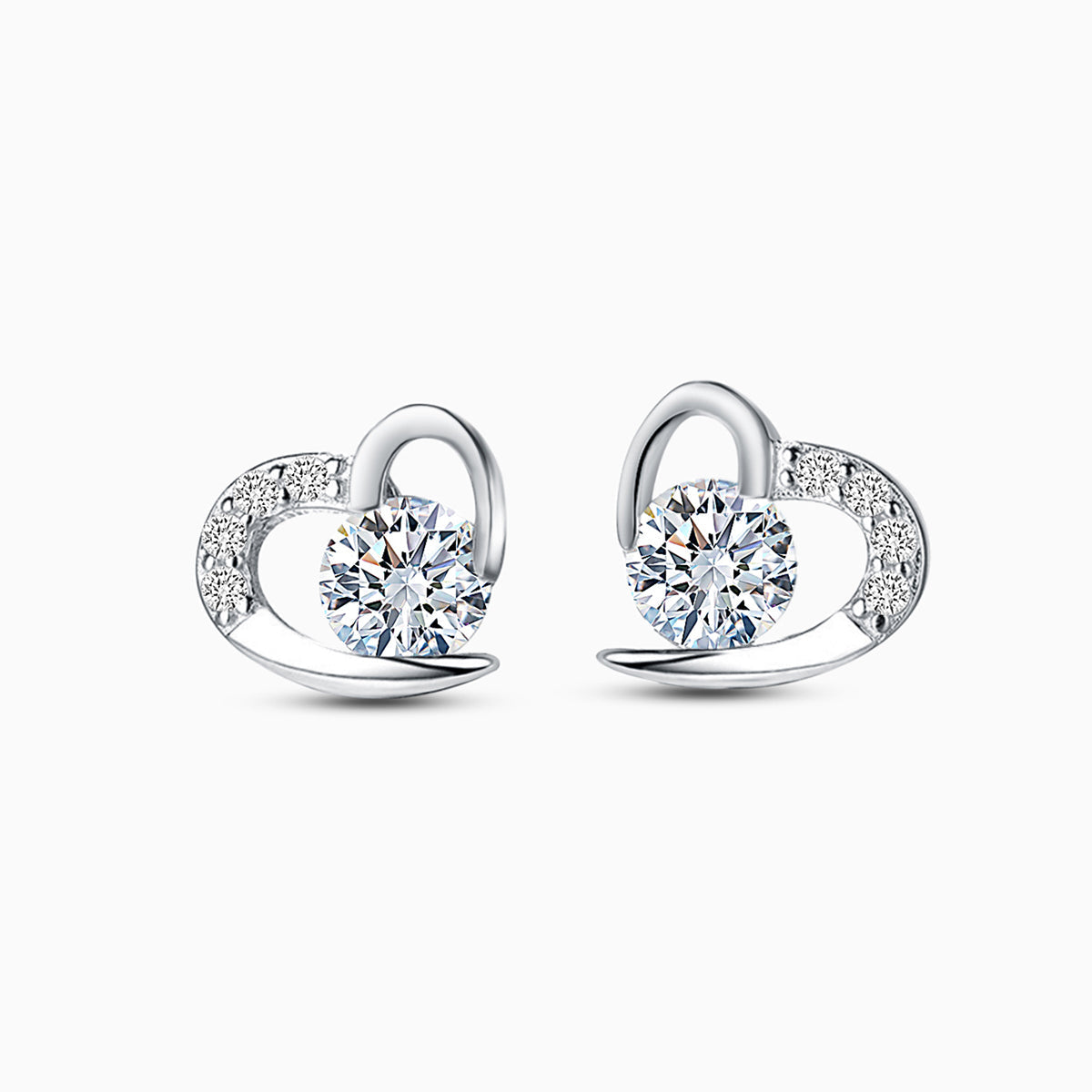 925 Sterling Silver Heart Stud Earrings – Elegant Love-Inspired Jewelry