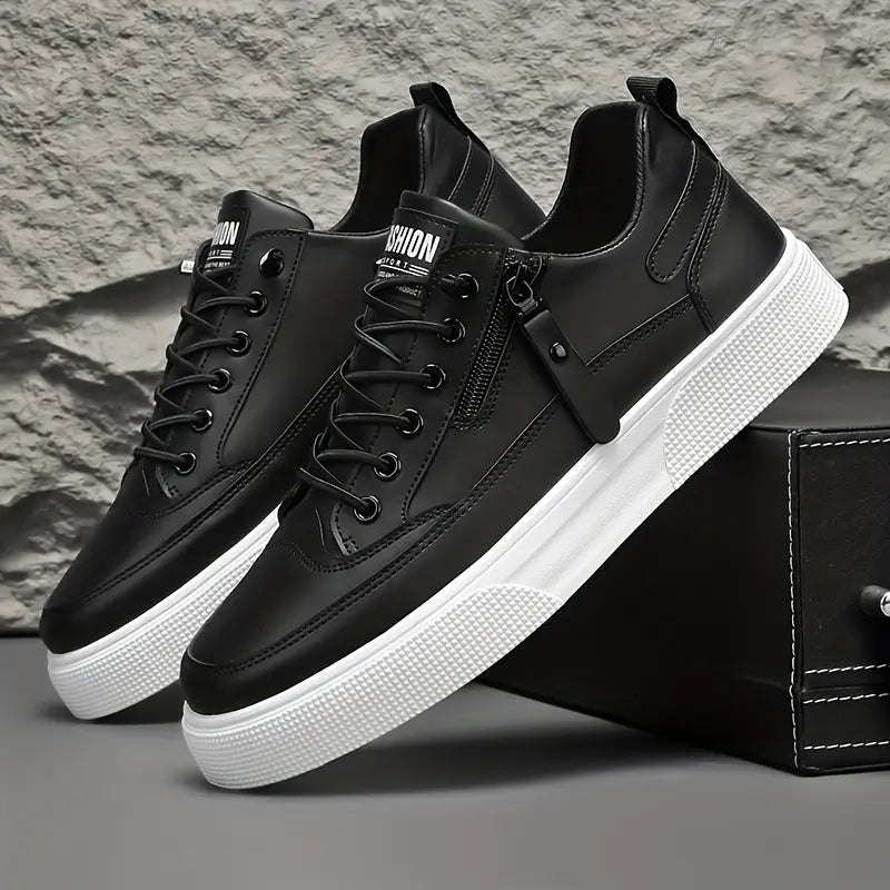 Variant image for Men’s Leather Sneakers – Side Zipper, Cushioned Comfort-2