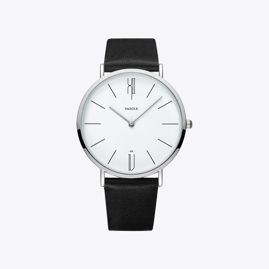 classic wristwatch, men's watch, analog watch, leather strap watch, elegant watch, minimalist watch, quartz watch, men's fashion watch, silver case watch, unisex wristwatch, stylish wristwatch, minimalist analog watch, fashionable men's accessory, premium leather strap, elegant silver casing, versatile wristwatch, sophisticated men's quartz watch, refined unisex leather watch, classic analog timepiece