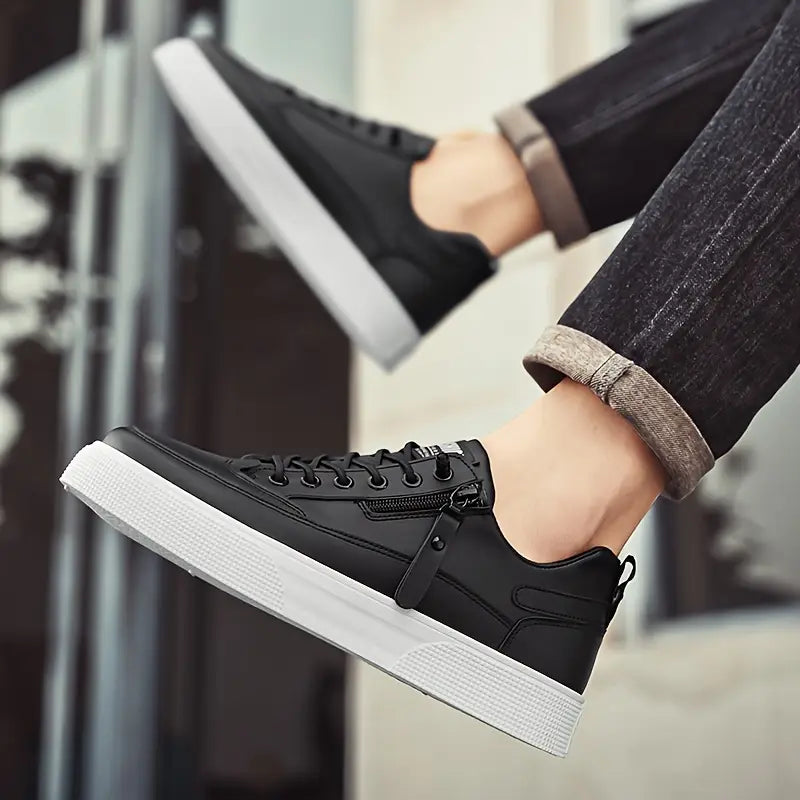 Men’s Leather Sneakers – Side Zipper, Cushioned Comfort-6