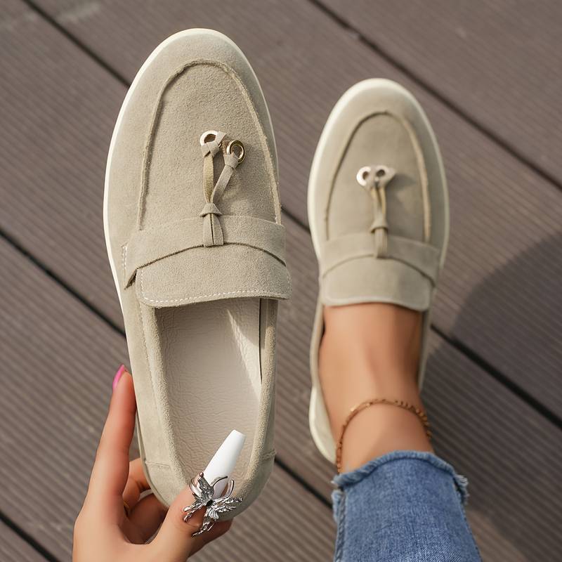 Old Money Casual Metallic Circle Decor Leather Loafers