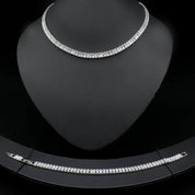Cubic zirconia jewelry set - tennis necklace & bracelet for women