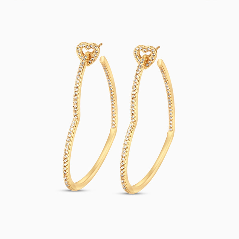 925 Sterling Silver Heart Hoop Earrings – Elegant Double Heart Design