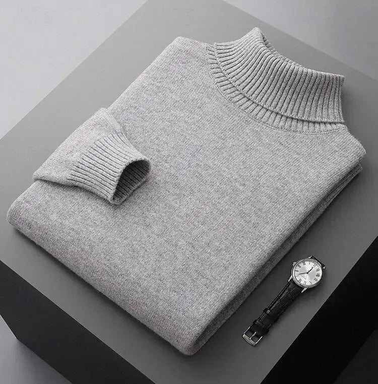 Men's 100% Merino Wool Turtleneck Sweater – Luxurious Warmth and Sophistication