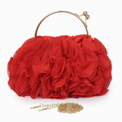 Flower clutch handbag - elegant floral evening bag with top handle