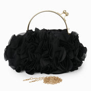 Flower clutch handbag - elegant floral evening bag with top handle