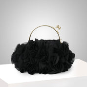 Flower clutch handbag - elegant floral evening bag with top handle