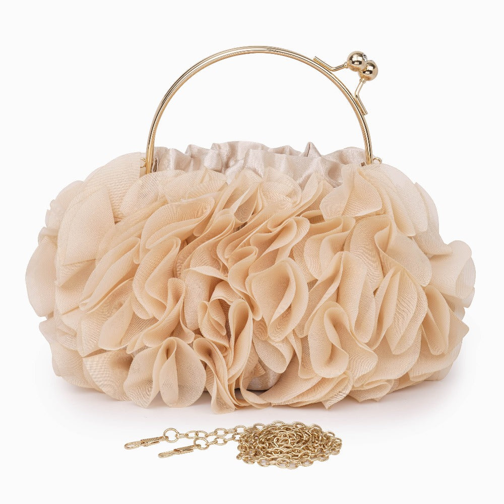 Flower clutch handbag - elegant floral evening bag with top handle