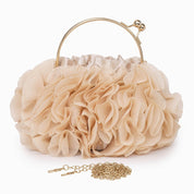 Flower clutch handbag - elegant floral evening bag with top handle