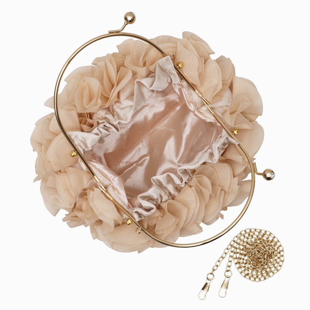 Flower clutch handbag - elegant floral evening bag with top handle