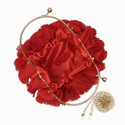 Flower clutch handbag - elegant floral evening bag with top handle