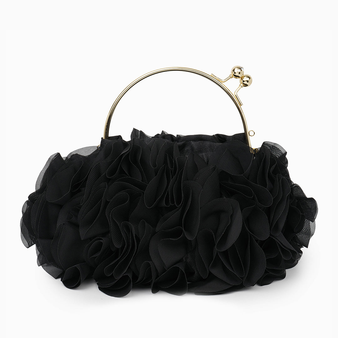 Flower clutch handbag - elegant floral evening bag with top handle