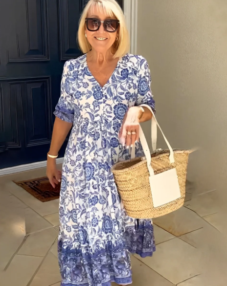 Women’s Summer Dress – V-Neck Floral Print, Bohemian Style-2