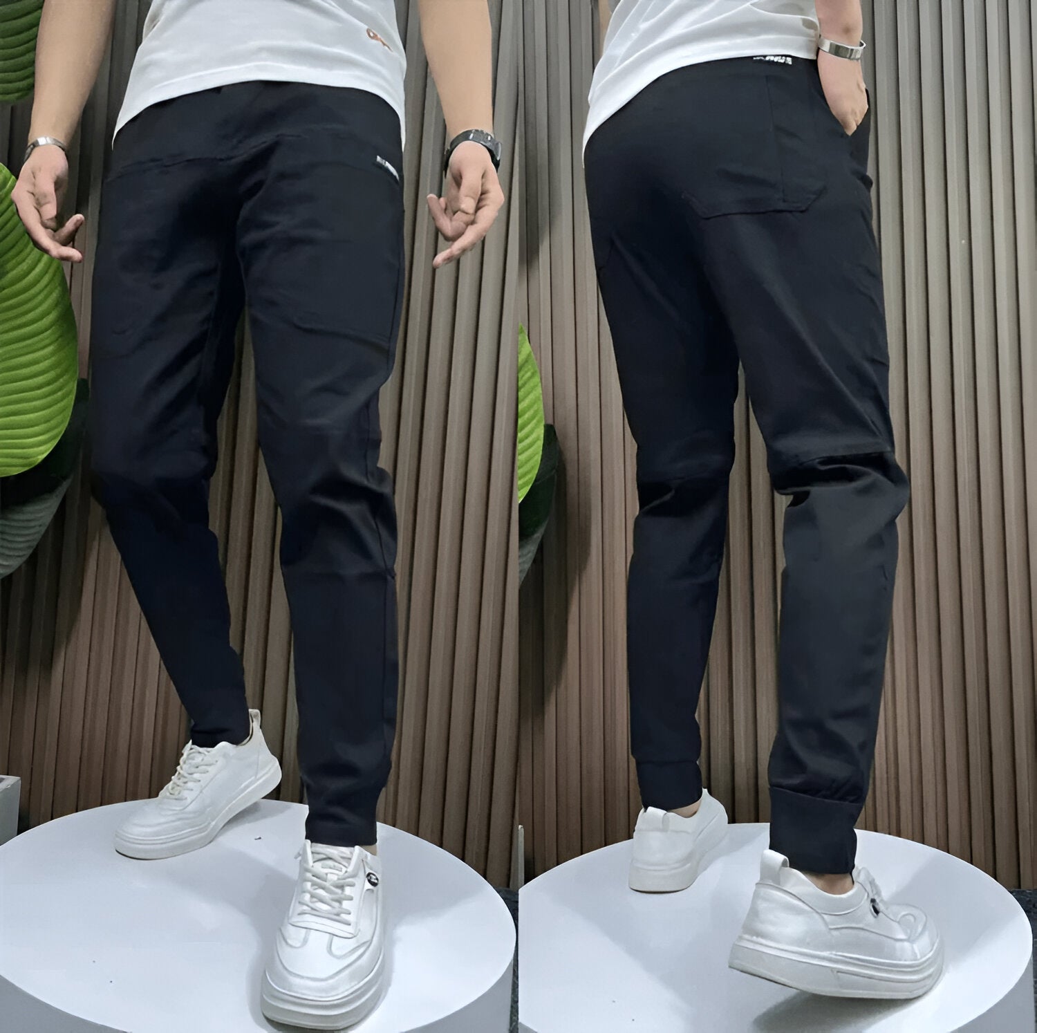 Men's Cargo Pants – Lightweight Stretch Fabric, Casual Fit, Black-1