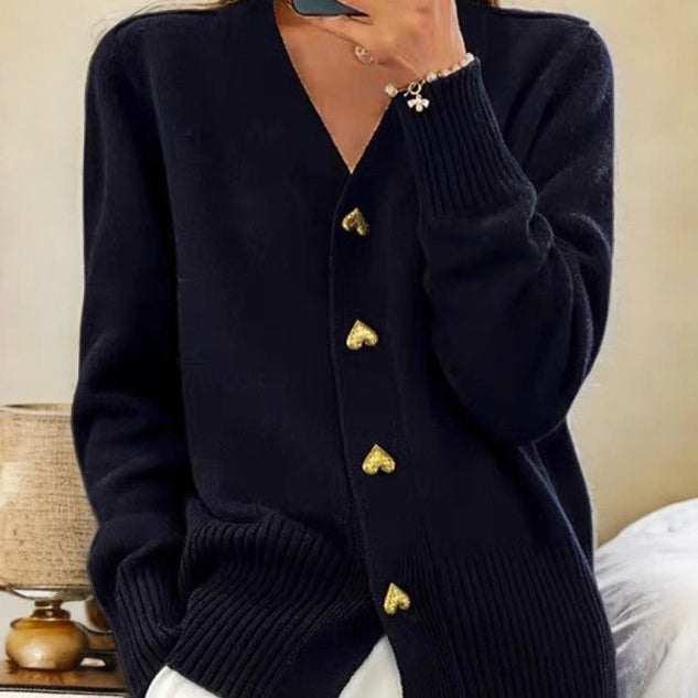 Women’s Long Cardigan – Soft Fabric, Timeless V-Neck Design-1