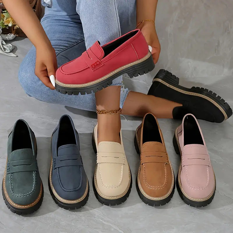 Women’s Suede Loafers - Slip-On Comfortable Casual Shoes, Lightweight, Stylish Everyday Footwear