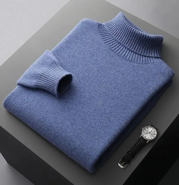 Men's 100% Merino Wool Turtleneck Sweater – Luxurious Warmth and Sophistication